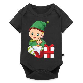 Bébé Noël Elfe / Noël, Cadeau, - Body à manches courtes Premium Bébé - noir - Devant