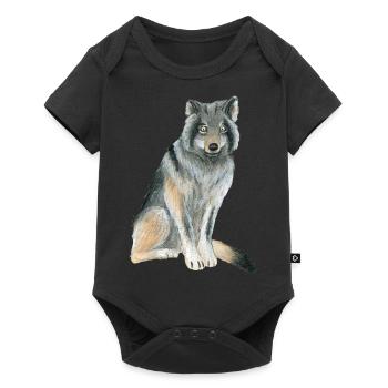 Wolf - Baby Premium Kurzarmbody - Schwarz - Vorne
