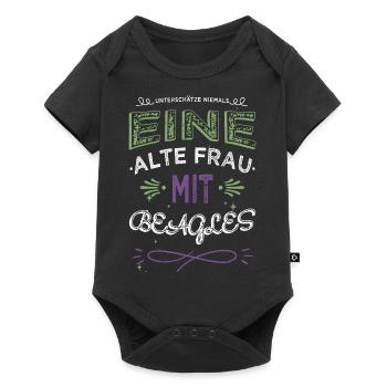 lustiger spruch woman bullterrier humor female oma - Baby Premium Kurzarmbody - Schwarz - Vorne