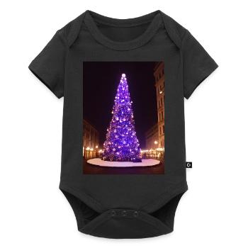 Sapin de Noël violet - Body à manches courtes Premium Bébé - noir - Devant