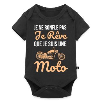 je ne ronfle pas je rêve que je suis une moto - Body à manches courtes Premium Bébé - noir - Devant