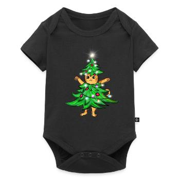 Noël drôle chat arbre de Noël chat moche - Body à manches courtes Premium Bébé - noir - Devant