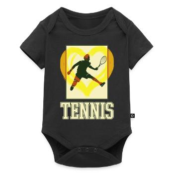 Tennis Tennis Player Ball Sport Vintage Retro Heart - Baby Premium short-sleeve bodysuit - black - Front