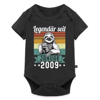 Faultier Legendär seit Januar 2009 Geburtstag - Baby Premium Kurzarmbody - Schwarz - Vorne
