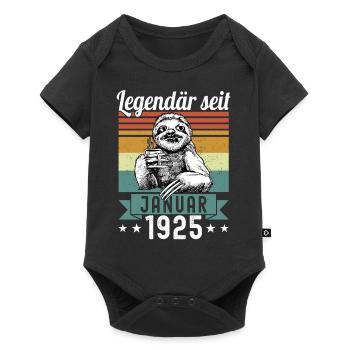 Faultier Legendär seit Januar 1925 Geburtstag - Baby Premium Kurzarmbody - Schwarz - Vorne