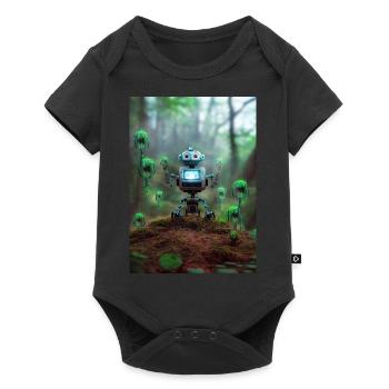 Little Blue Robot in the Forest - Baby Premium short-sleeve bodysuit - black - Front