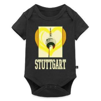 Stuttgart Germany City Skyline Heart Love - Baby Premium short-sleeve bodysuit - black - Front