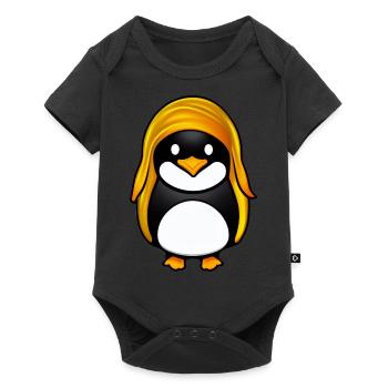 Penguin Cartoon Cute Penguin Animal Funny Comic Blonde - Baby Premium short-sleeve bodysuit - black - Front