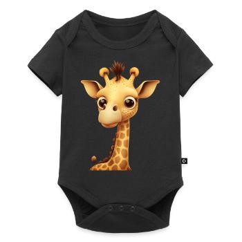 giraffe - Baby Premium Kurzarmbody - Schwarz - Vorne
