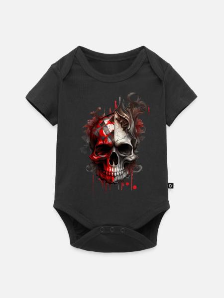 Splash mehrfarbiger Schädel. Pokerface - Baby Premium Kurzarmbody - Schwarz