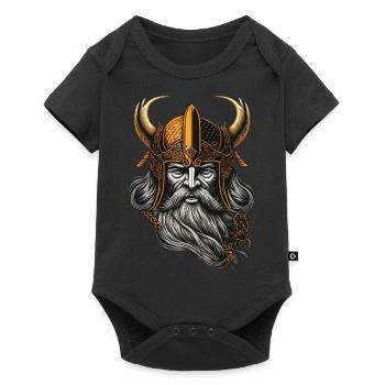 Walhalla Wikinger Odin Kopf Nordische Symbolik - Baby Premium Kurzarmbody - Schwarz - Vorne