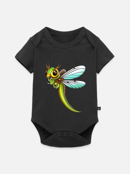 Libelle im Anflug - Baby Premium Kurzarmbody - Schwarz