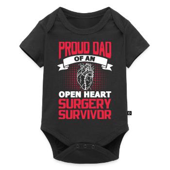 Proud dad of an open heart surgery survivor - Baby Premium Kurzarmbody - Schwarz - Vorne