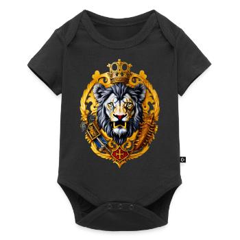 Lion avec armoiries - Body à manches courtes Premium Bébé - noir - Devant