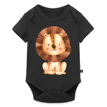 mignon petit lion - Body à manches courtes Premium Bébé - noir - Devant