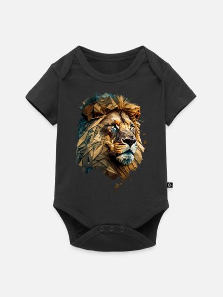 prächtiger Löwenkopf Polygon - Baby Premium Kurzarmbody - Schwarz