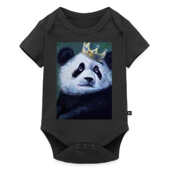Panda with Crown Oil Painting - Baby Premium short-sleeve bodysuit - black - Front