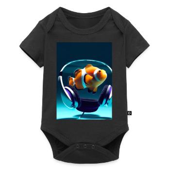 Clownfisch Kopfhörer - Baby Premium Kurzarmbody - Schwarz - Vorne