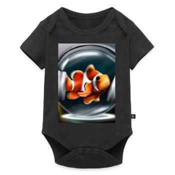 Clownfisch Kopfhörer - Baby Premium Kurzarmbody - Schwarz - Vorne