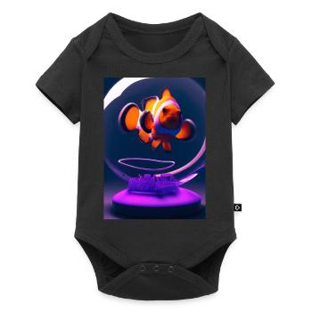 Clownfisch Kopfhörer - Baby Premium Kurzarmbody - Schwarz - Vorne