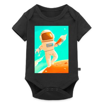 Astronaut mit Eiscreme - Baby Premium Kurzarmbody - Schwarz - Vorne