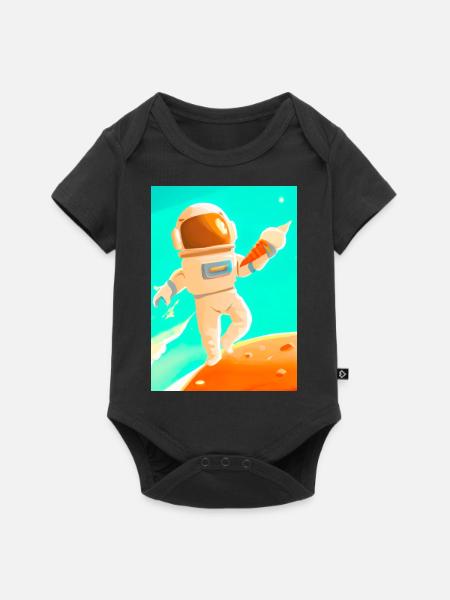 Astronaut mit Eiscreme - Baby Premium Kurzarmbody - Schwarz