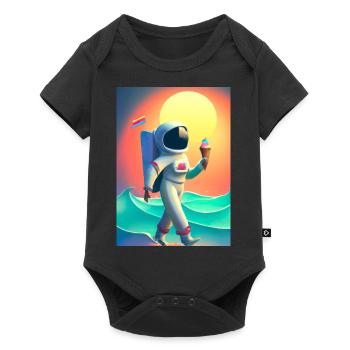 Astronaut mit Eiscreme - Baby Premium Kurzarmbody - Schwarz - Vorne
