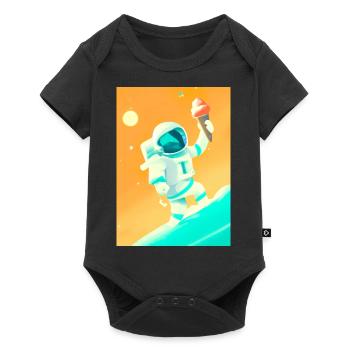Astronaut mit Eiscreme - Baby Premium Kurzarmbody - Schwarz - Vorne