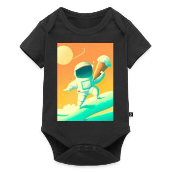 Astronaut mit Eiscreme - Baby Premium Kurzarmbody - Schwarz - Vorne