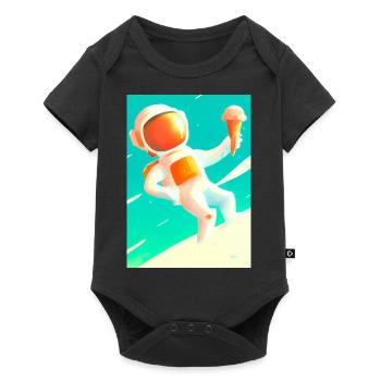 Astronaut mit Eiscreme - Baby Premium Kurzarmbody - Schwarz - Vorne