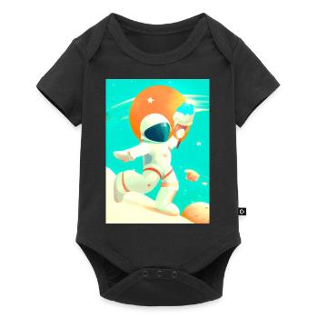 Astronaut mit Eiscreme - Baby Premium Kurzarmbody - Schwarz - Vorne