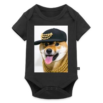 Cooler Hund mit Mütze - Baby Premium Kurzarmbody - Schwarz - Vorne