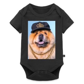 Cooler Hund mit Mütze - Baby Premium Kurzarmbody - Schwarz - Vorne