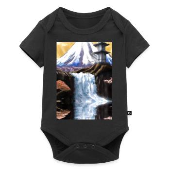 Japan Tower Wasserfall Gemälde - Baby Premium Kurzarmbody - Schwarz - Vorne