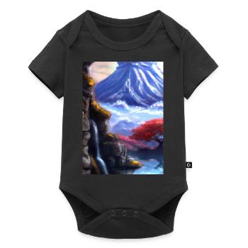 Japan Tower Wasserfall Gemälde - Baby Premium Kurzarmbody - Schwarz - Vorne