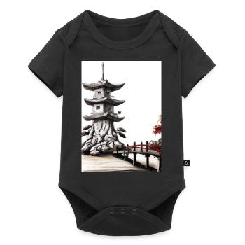 Japanische Turmbrücke - Baby Premium Kurzarmbody - Schwarz - Vorne