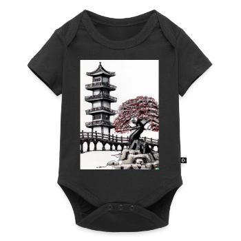 Japanische Turmbrücke - Baby Premium Kurzarmbody - Schwarz - Vorne