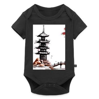 Japanische Turmbrücke - Baby Premium Kurzarmbody - Schwarz - Vorne