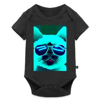 Katze mit Sonnenbrille - Baby Premium Kurzarmbody - Schwarz - Vorne