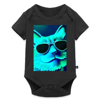 Katze mit Sonnenbrille - Baby Premium Kurzarmbody - Schwarz - Vorne