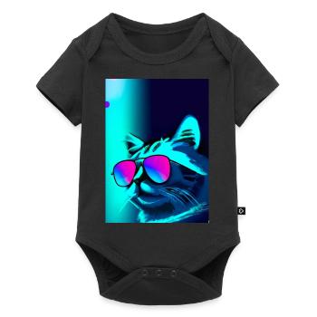 Katze mit Sonnenbrille - Baby Premium Kurzarmbody - Schwarz - Vorne