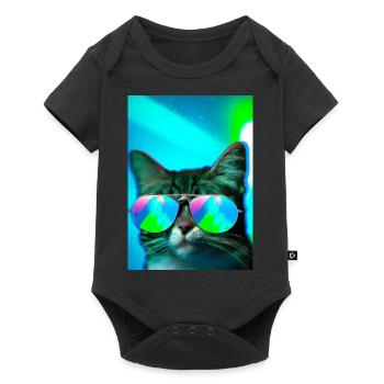 Katze mit Sonnenbrille - Baby Premium Kurzarmbody - Schwarz - Vorne