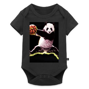 Basketball Dunk Panda - Baby Premium Kurzarmbody - Schwarz - Vorne