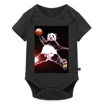 Basketball Dunk Panda - Baby Premium Kurzarmbody - Schwarz - Vorne