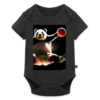Basketball Dunk Panda - Baby Premium Kurzarmbody - Schwarz - Vorne
