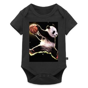 Basketball Dunk Panda - Baby Premium Kurzarmbody - Schwarz - Vorne