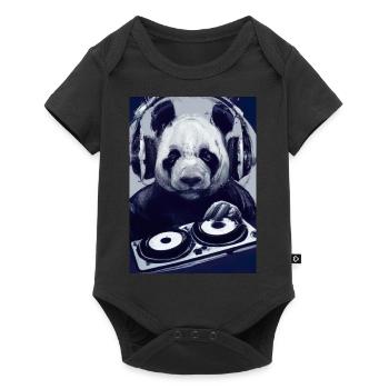 DJ Panda Musik - Baby Premium Kurzarmbody - Schwarz - Vorne
