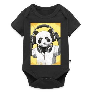 DJ Panda Musik - Baby Premium Kurzarmbody - Schwarz - Vorne