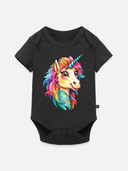 Hübsches Einhorn - Baby Premium Kurzarmbody - Schwarz