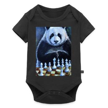 Panda spielt Schach - Baby Premium Kurzarmbody - Schwarz - Vorne